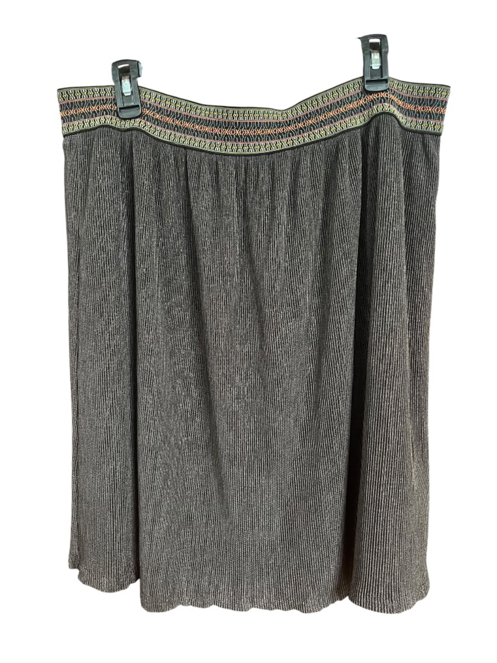 Skies Are Blue Brown Textured Stretchy Boho Elastic Waist Knit Skirt Size XL
